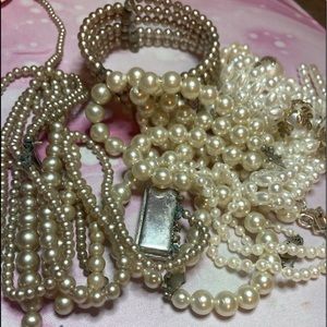 5 Vintage Costume Pearl Jewelry Lot